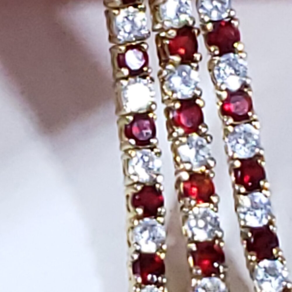 3 Red & White Rhinestone Bracelets - Picture 2 of 9